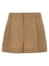 Gucci Tailored Cotton Shorts With Pockets And Pleats In Brown