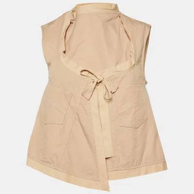 Pre-owned Gucci Beige Cotton Sleeveless Wrap Top S