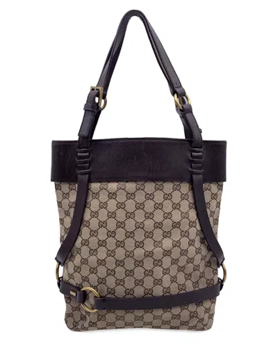 Gucci Beige Cotton Tote Ophidia (authentic Pre-loved) In Brown