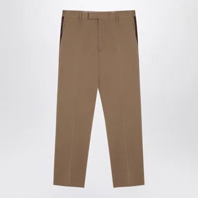 Gucci Beige Cotton Trousers Men In Blue