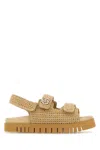 Gucci Women Beige Crochet Sandals In Brown