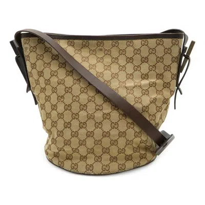 Pre-owned Gucci Beige Dark Brown Gg Canvas Leather Shoulder Bag () In Multi