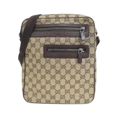Pre-owned Gucci Beige Dark Brown Gg Canvas Shoulder Bag ()