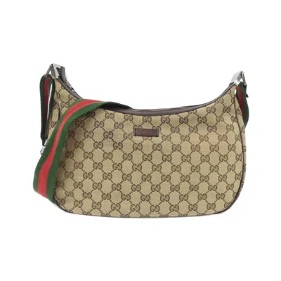 Pre-owned Gucci Beige Dark Brown Gg Canvas Shoulder Bag ()