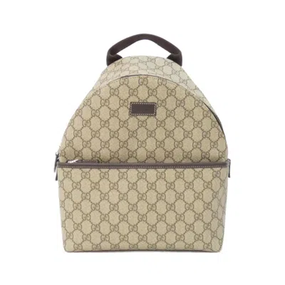 Pre-owned Gucci Beige Dark Brown Gg Supreme Canvas Backpack () In Beige, Dark Brown