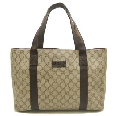 Pre-owned Gucci Beige Dark Brown Gg Supreme Tote Bag ()