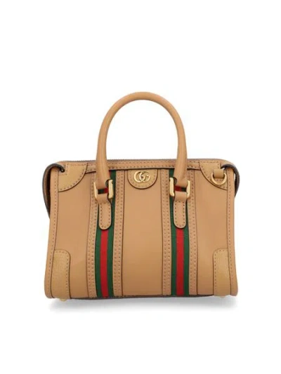 Gucci Double G Top Handle Handbag In Tan