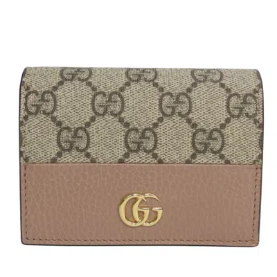 Pre-owned Gucci Beige Dusty Pink Gg Supreme Leather Wallet (bi-fold) ()