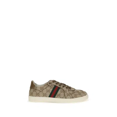 Gucci Beige Fabric Athletic Sneakers In Green
