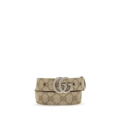 Gucci Beige Fabric Regular Belt In Brown