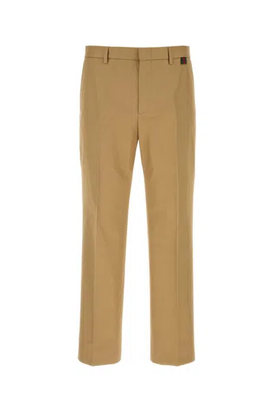 Gucci Mid-rise Cotton Cropped Straight Pants In Brown