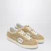 Gucci Beige G75 Sneaker In Suede And Gg Fabric Women In Brown