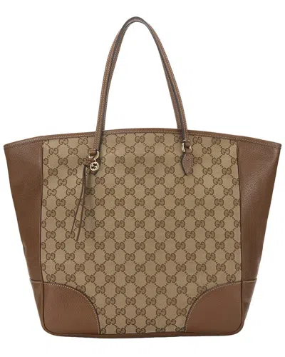 Gucci Beige Gg Canvas Bree Top Handle Tote Large (authentic Pre-loved) In Brown