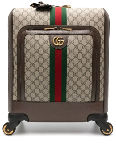 Gucci Beige Gg Canvas Cabin Suitcase In Neutrals