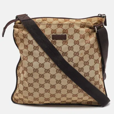 Pre-owned Gucci Beige Gg Canvas Crossbody Bag