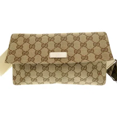 Pre-owned Gucci Beige Gg Canvas Fanny Pack Sling Bag () In Sand