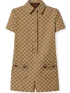Gucci Beige Gg Canvas Jumpsuit In Brown
