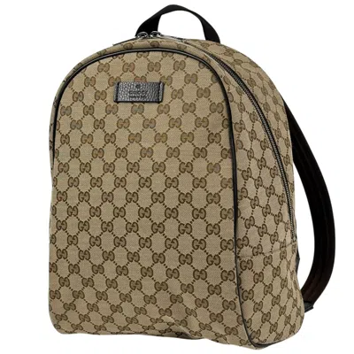 Pre-owned Gucci Beige Gg Canvas Leather Backpack ()