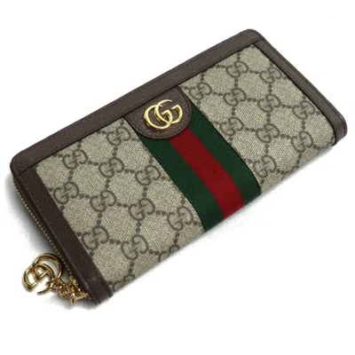 Pre-owned Gucci Beige Gg Canvas Leather Long Wallet (bi-fold) ()