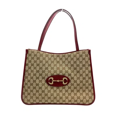 Pre-owned Gucci Beige Gg Canvas Leather Tote Bag () In Sand