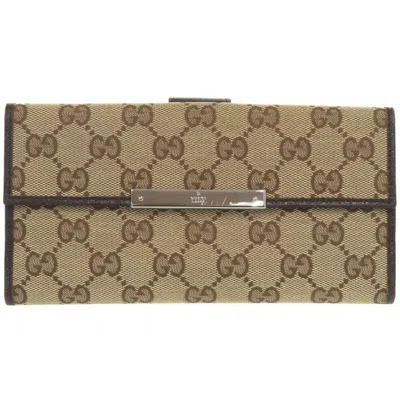 Pre-owned Gucci Beige Gg Canvas Long Wallet (bi-fold) ()