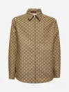 Gucci Beige Jacket With Classic Collar And Front Zip Closure In Gg Canvas Man