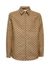 Gucci Beige Gg Canvas Overshirt In Multi