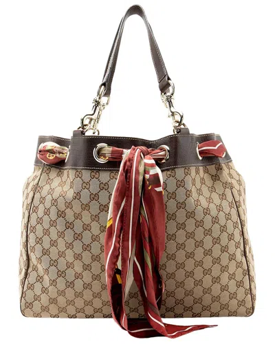 Gucci Beige Gg Canvas Positano Tote (authentic Pre-loved) In Neutral