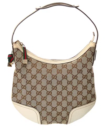 GUCCI GUCCI BEIGE GG CANVAS PRINCY HOBO BAG (AUTHENTIC PRE-OWNED)