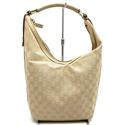 Pre-owned Gucci Beige Gg Canvas Shoulder Bag () In Sand