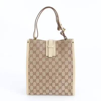 Pre-owned Gucci Beige Gg Canvas Shoulder Bag () In Sand
