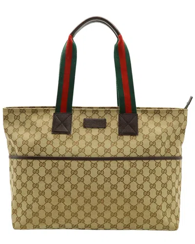 Gucci Beige Gg Canvas Tote (authentic Pre-loved) In Brown