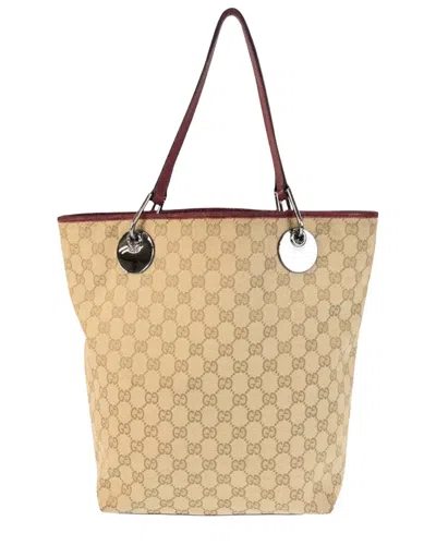 Gucci Beige Gg Canvas Tote (authentic Pre-loved) In Brown