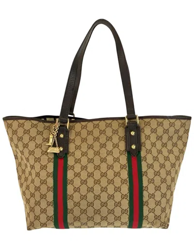 Gucci Beige Gg Canvas Tote (authentic Pre-loved) In Brown