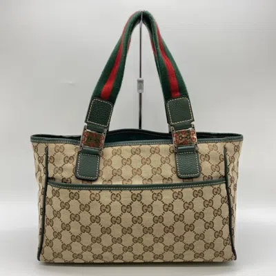 Pre-owned Gucci Beige Gg Canvas Tote Bag () In Sand