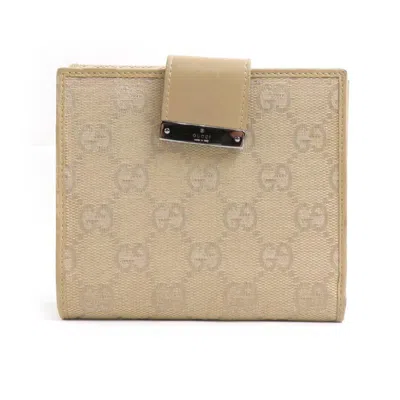 Pre-owned Gucci Beige Gg Canvas Wallet (bi-fold) () In Sand