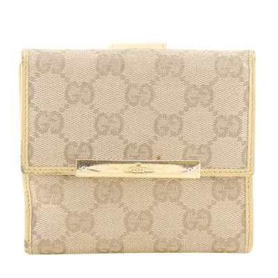 Pre-owned Gucci Beige Gg Canvas Wallet (bi-fold) () In Sand