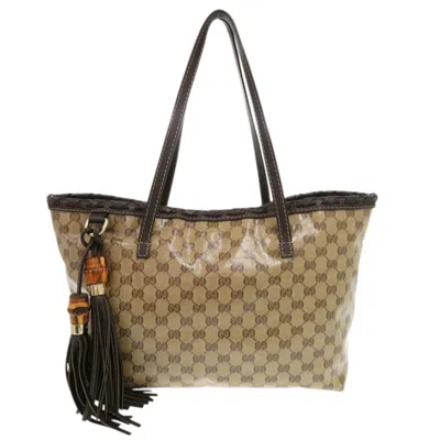 Pre-owned Gucci Beige Gg Crystal Leather Tote Bag ()