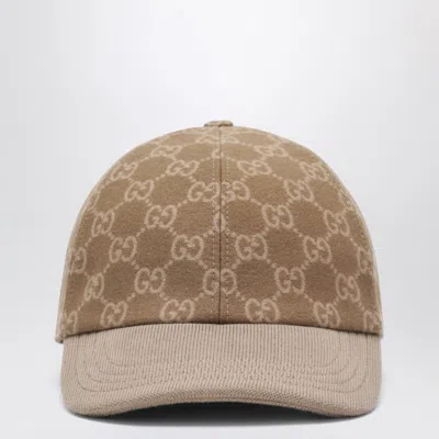 Gucci Beige Gg Knit Fabric Baseball Cap In Sand