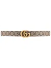 Gucci Gg Marmont Reversible Thin Leather Belt In Beige