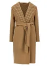 Gucci Reversible Wool Silk Blend Coat Gg In Brown