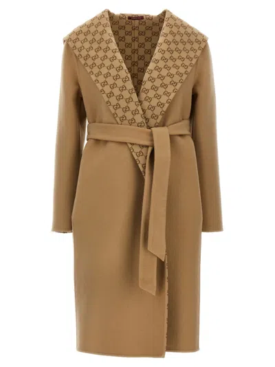 Gucci Beige Gg Reverisable Coat