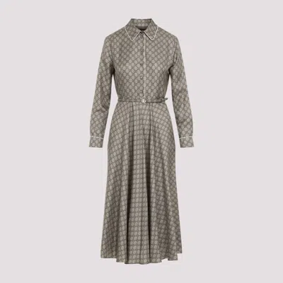 Gucci Beige Gg Silk Twill Dress