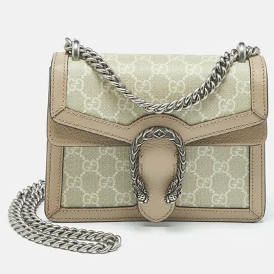 Pre-owned Gucci Beige Gg Supreme Canvas And Leather Mini Dionysus Shoulder Bag In Sand