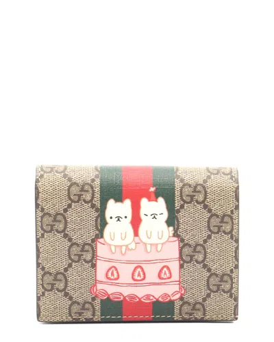 Gucci Beige Gg Supreme Canvas Bifold Wallet (authentic Pre-loved) In Multi