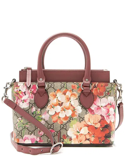 Gucci Beige Gg Supreme Canvas Blooms Mini Zip Tote (authentic Pre-loved) In Brown