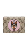 Gucci Beige Gg Supreme Canvas Bosco Patch Card Case (authentic Pre-loved) In Brown