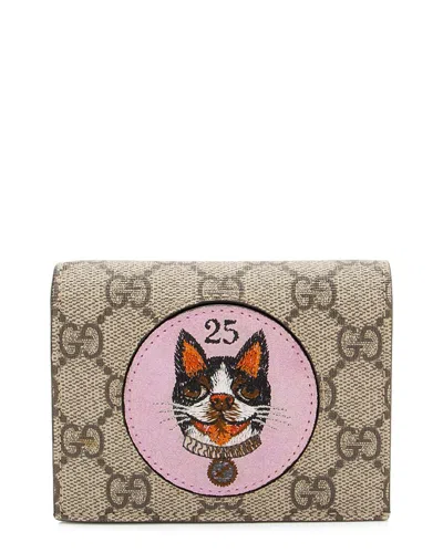 GUCCI GUCCI BEIGE GG SUPREME CANVAS BOSCO PATCH CARD CASE (AUTHENTIC PRE-LOVED)