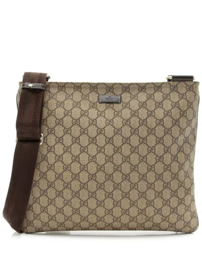 Gucci Beige Gg Supreme Canvas Classic Flat Medium Messenger (authentic Pre-loved) In Brown