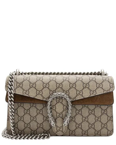 Gucci Beige Gg Supreme Canvas Crystal Dionysus Medium E/w Shoulder Bag  (authentic Pre-loved) In Neutral